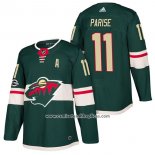 Camiseta Hockey Minnesota Wild 11 Zach Parise Autentico Primera 2018 Verde