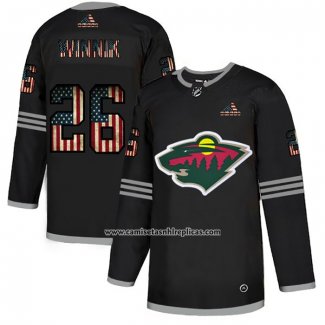 Camiseta Hockey Minnesota Wild Winnik 2020 USA Flag Negro