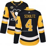 Camiseta Hockey Mujer Pittsburgh Penguins 4 Justin Schultz 50 Anniversary Primera Premier Negro