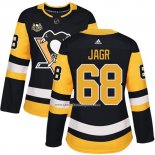 Camiseta Hockey Mujer Pittsburgh Penguins 68 Jaromir Jagr 50 Anniversary Primera Premier Negro