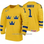 Camiseta Hockey Suecia Jhonas Enroth Home 2020 IIHF World Amarillo