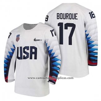 Camiseta Hockey USA Chris Bourque 2018 Olympic Blanco