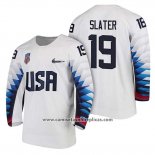 Camiseta Hockey USA Jim Slater 2018 Olympic Blanco