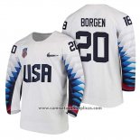 Camiseta Hockey USA Will Borgen 2018 Olympic Blanco