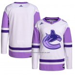 Camiseta Hockey Vancouver Canucks Fights Cancer Autentico Blank Practice Blanco Violeta