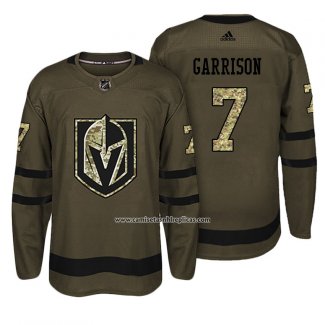 Camiseta Hockey Vegas Golden Knights 7 Jason Garrison Verde Militar