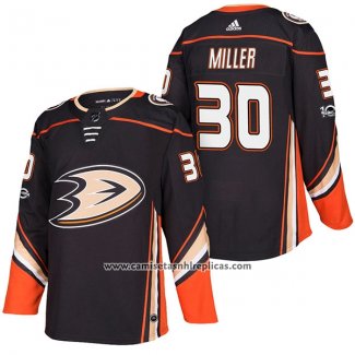 Camiseta Hockey Anaheim Ducks Ryan Miller Primera Autentico 30 2018 Negro