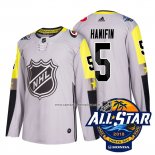 Camiseta Hockey Carolina Hurricanes 5 Noah Hanifin Gris 2018 All Star Autentico