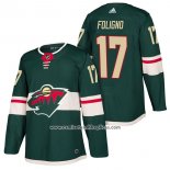 Camiseta Hockey Minnesota Wild 17 Marcus Foligno Autentico Primera 2018 Verde