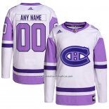 Camiseta Hockey Montreal Canadiens Personalizada Fights Cancer Autentico Blanco Violeta