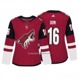 Camiseta Hockey Mujer Arizona Coyotes 16 Max Domi Autentico Jugador Rojo