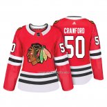 Camiseta Hockey Mujer Chicago Blackhawks 50 Corey Crawford Autentico Jugador Rojo