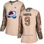 Camiseta Hockey Mujer Colorado Avalanche 9 Paul Kariya Autentico 2017 Veterans Day Stitched Camuflaje