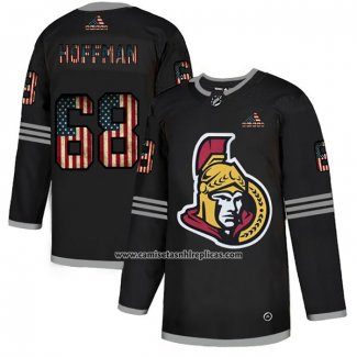 Camiseta Hockey Ottawa Senators Mike Hoffman 2020 USA Flag Negro2