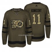 Camiseta Hockey Philadelphia Flyers 11 Travis Konecny Verde Militar