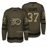 Camiseta Hockey Philadelphia Flyers 37 Brian Elliott Verde Militar