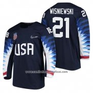 Camiseta Hockey USA James Wisniewski 2018 Olympic Azul