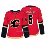 Camiseta Hockey Mujer Calgary Flames 5 Mark Giordano Autentico Jugador Rojo