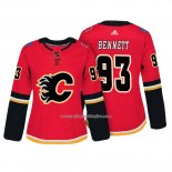 Camiseta Hockey Mujer Calgary Flames 93 Sam Bennett Autentico Jugador Rojo