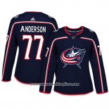 Camiseta Hockey Mujer Columbus Blue Jackets 77 Josh Anderson Adizero Jugador Primera Azul