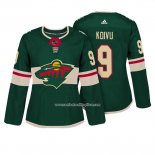 Camiseta Hockey Mujer Minnesota Wild 9 Mikko Koivu Autentico Jugador Verde