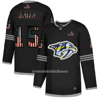 Camiseta Hockey Nashville Predators Craig Smith 2020 USA Flag Negro