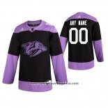 Camiseta Hockey Nashville Predators Personalizada Fights Cancer Negro