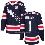 Camiseta Hockey New York Rangers 1 Eddie Giacomin 2018 Winter Classic Azul