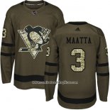 Camiseta Hockey Nino Pittsburgh Penguins 3 Olli Maatta Salute To Service 2018 Verde