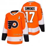 Camiseta Hockey Philadelphia Flyers 17 Wayne Simmonds Autentico Primera 2018 Naranja