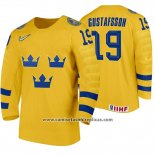 Camiseta Hockey Suecia David Gustafsson Home 2020 IIHF World Junior Championship Amarillo