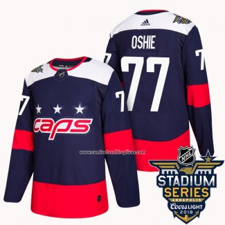 Camiseta Hockey Washington Capitals 8 T.j. Oshie Azul 2018 Stadium Series Autentico